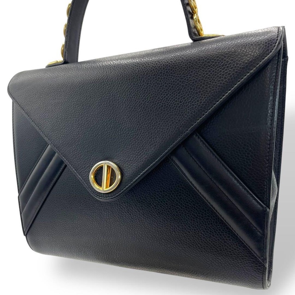 Christian Dior Vintage Rare Black Leather Formal Shoulder Bag