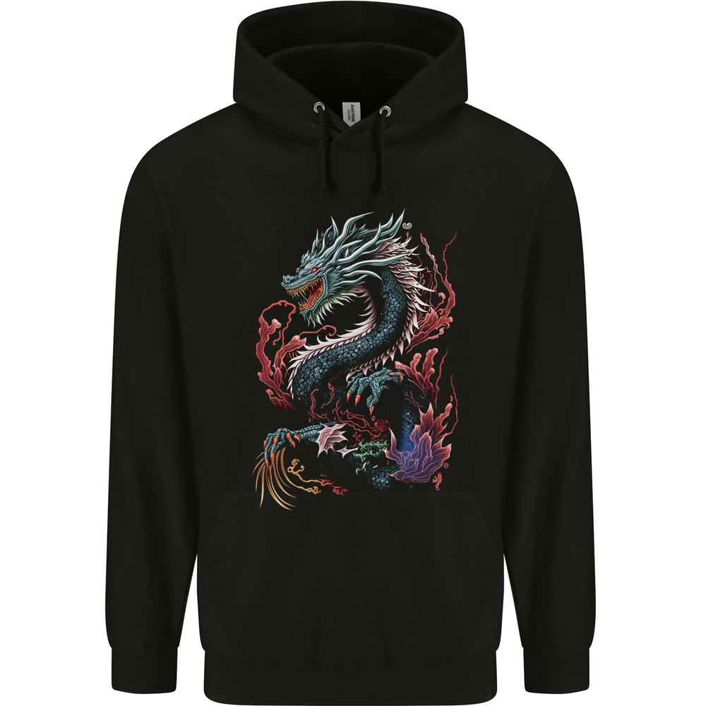 Fantasy Fire Dragon 7 Mens 80% Cotton Hoodie