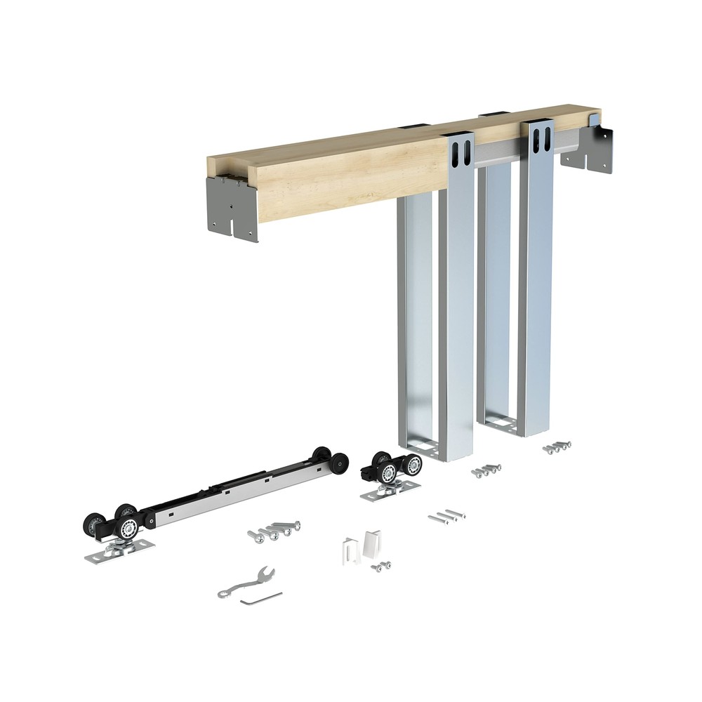36X80in Pocket Door Frame Kit with Two-Way Soft Close Mechanism for 2X4 Stud ...
