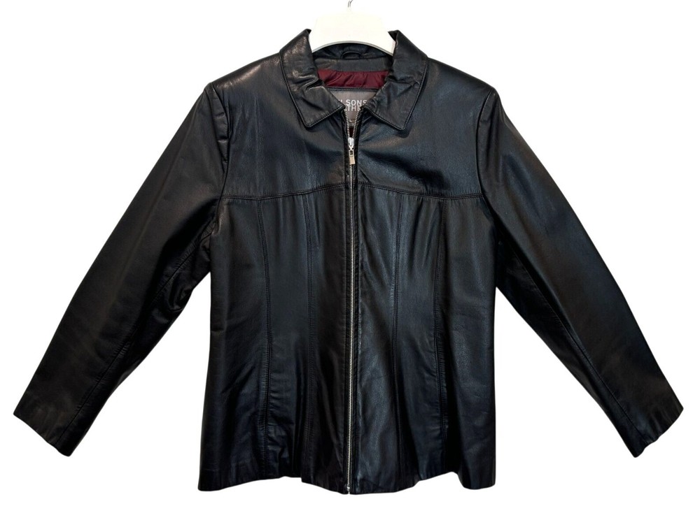 Wilson Leather Jacket Black Full Zip with Pockets Very Clean Condition Women's L