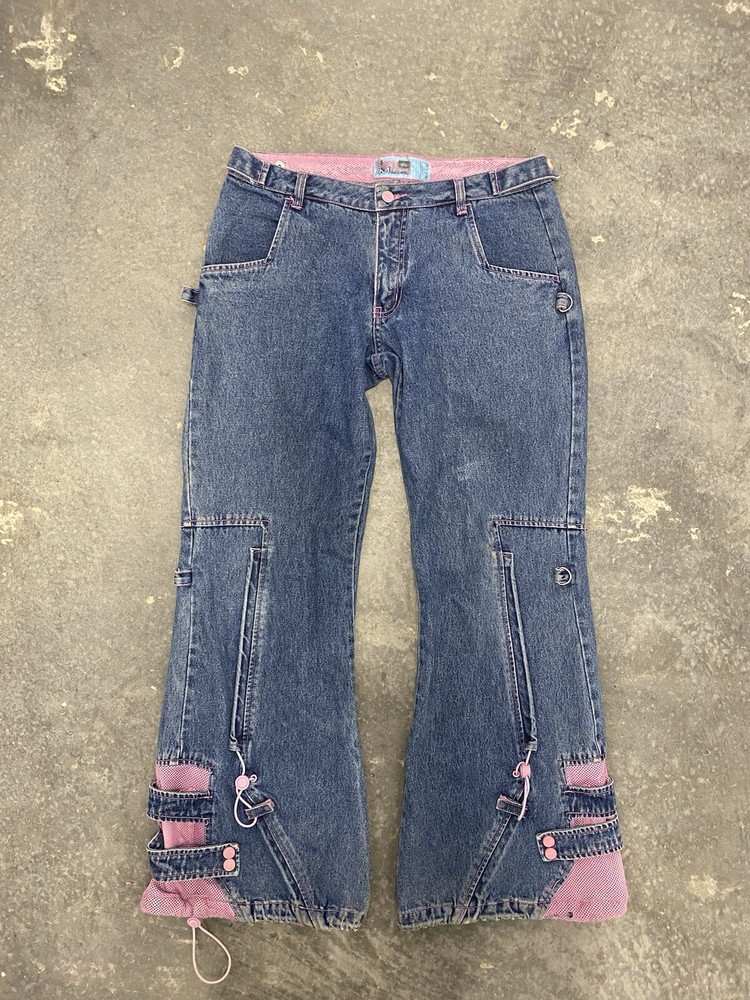 Vintage 1990s MacGear MacGirl Jnco Wide Leg Baggy Pink Denim Pants Women Size 9