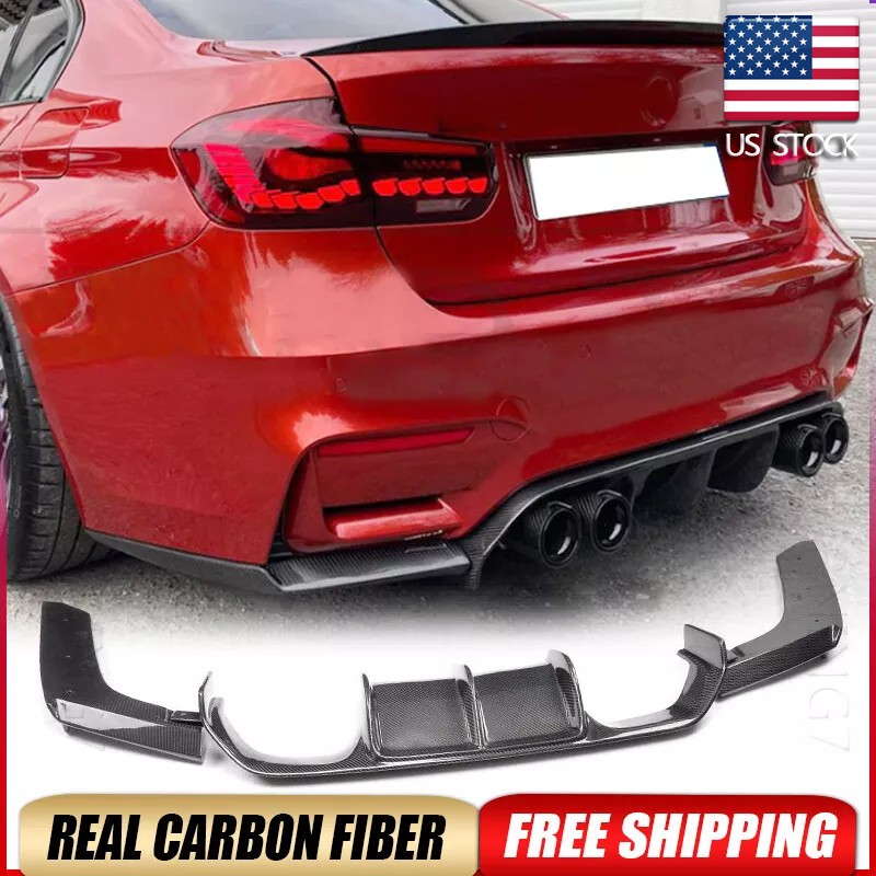 REAL CARBON Fiber Rear Bumper Diffuser Lip Refit for BMW F80 M3 F82 F83 M4 15-19