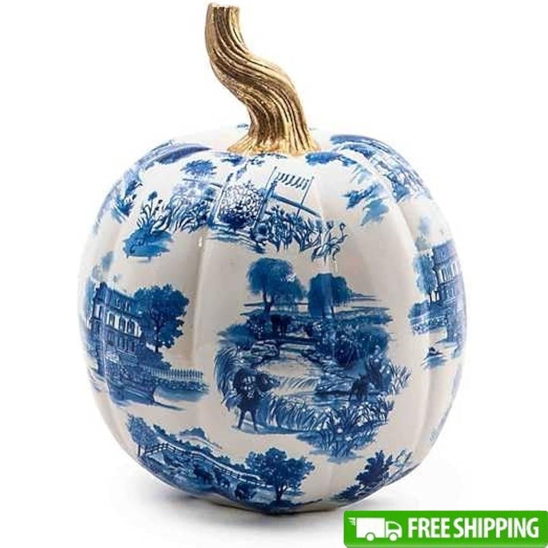 Hand-Painted Decorative Resin Pumpkin Elegant Halloween Fall Home Decor Gift New