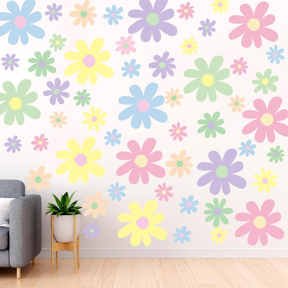 12 Sheets Daisy Wall Decals Flower Wall Stickers Large Daisy Wall Stickers Daisy