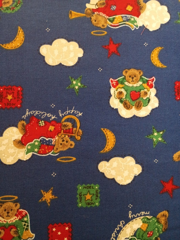 Christmas Teddy Bear Angels Fabric