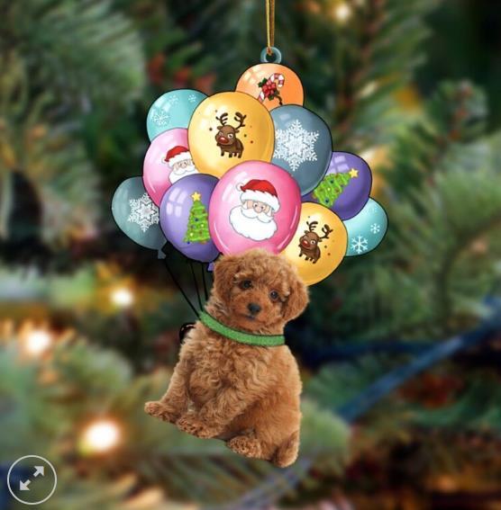 Toy Poodle With Balloons Christmas Ornament, Christmas Ornament, Dog cute