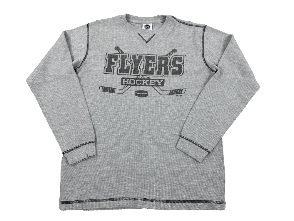 NHL Philadelphia Flyers Men’s Gray Thermal Shirt Hockey Long Sleeve Size M