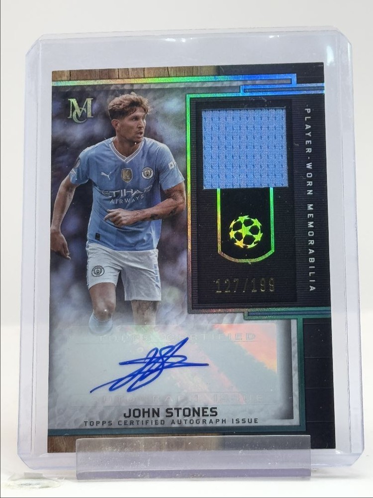 JOHN STONES 2023 TOPPS MUSEUM UEFA SOCCER PATCH AUTOGRAPH AUTO /199 Q0902
