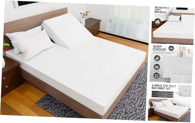 Juego de Sábanas Tamaño - Calidad Egipcia Ultra Suave Cama Superior Split Flex Head King Blanco