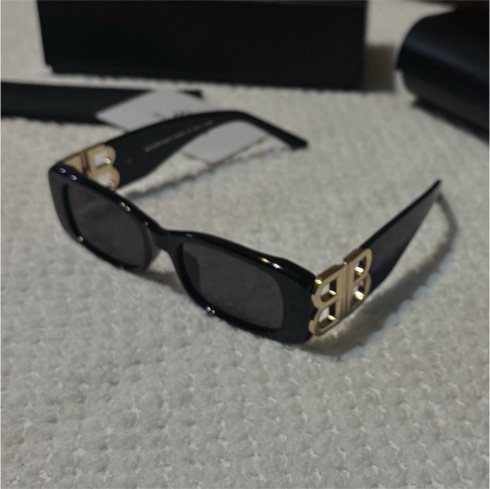 Balenciaga Rectangle Black Women's Sunglasses Designer Style Plastic Frame