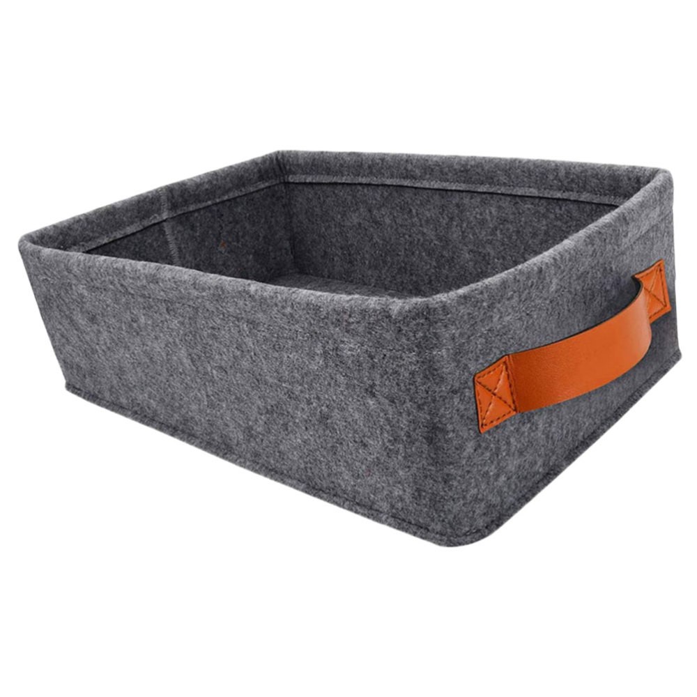 Grey Felt Folding Storage Box for Home Organization