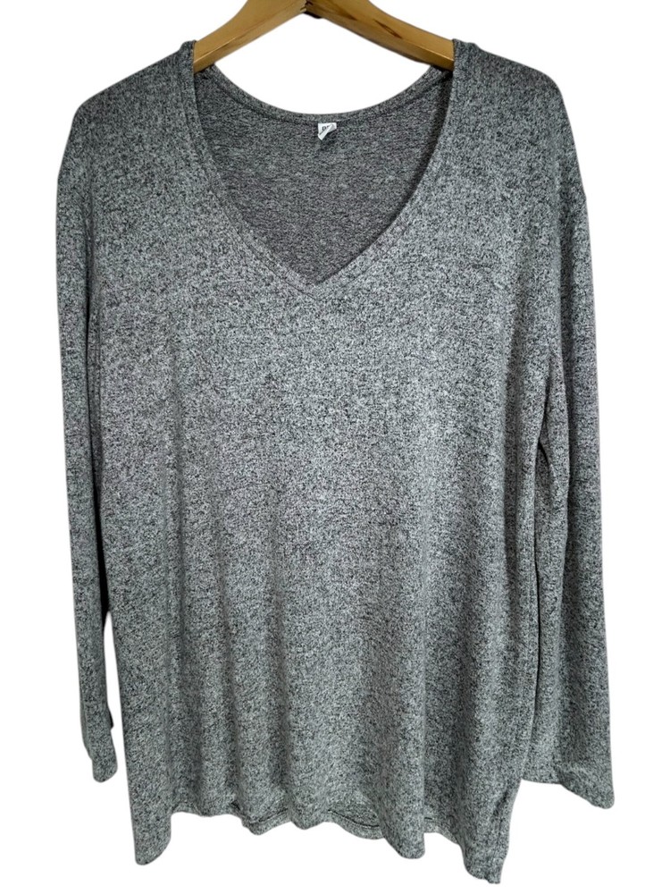 BP Sweater Top Women M Grey Vneck Lightweight Oversized Knit Top Cozycore Comfy