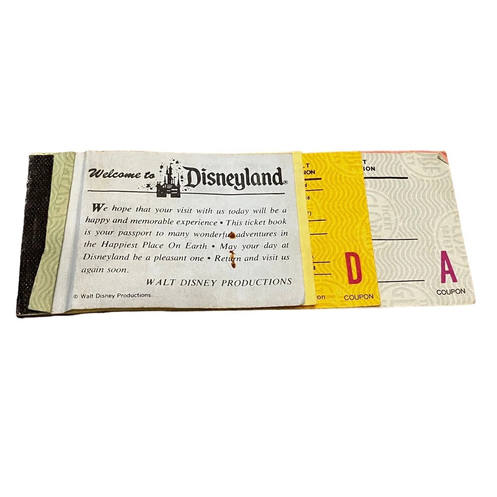 DISNEYLAND Coupon Book 1970's Pass THEME PARK TICKET Disney Souvenir VTG A D-image