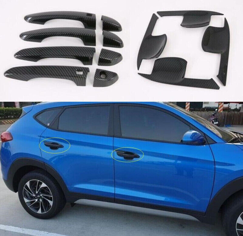 Carbon Fiber  Car Door Handle & Bowl Cover Trim For 2016-2021 Hyundai Tucson ABS