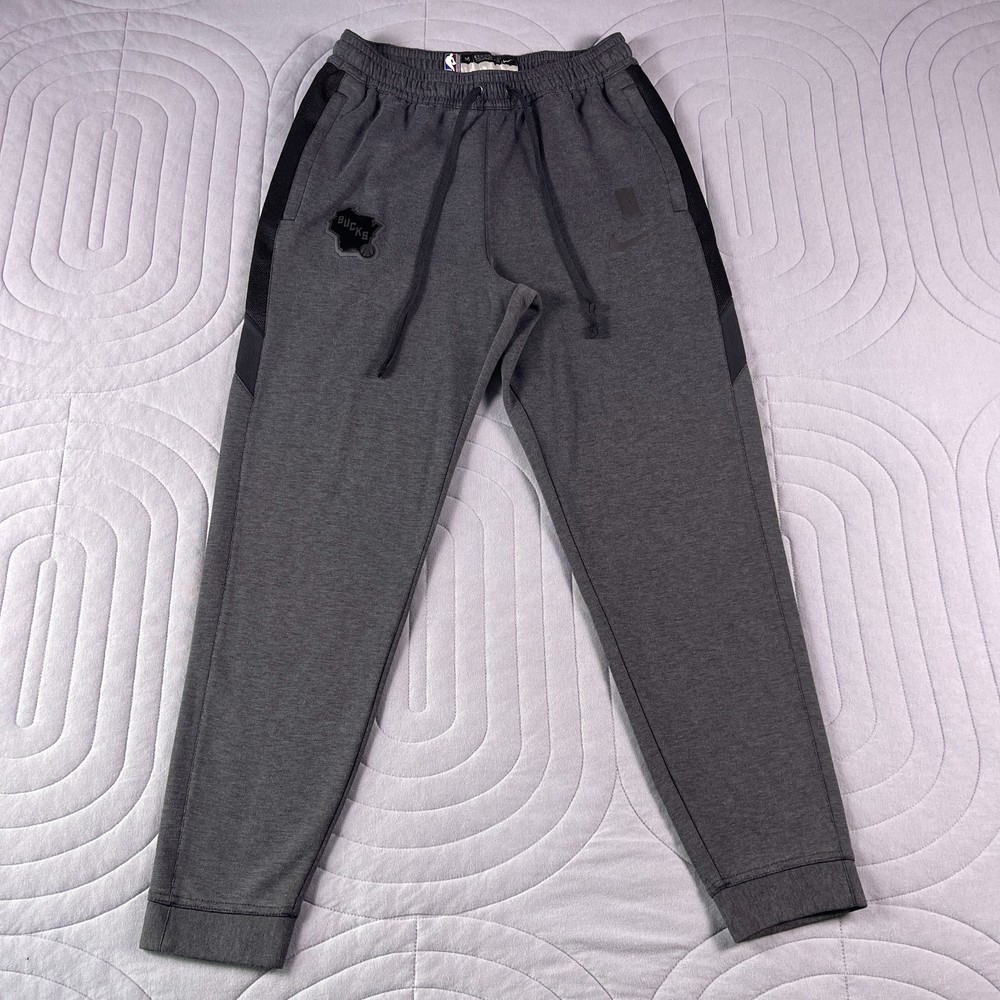 Milwaukee Bucks Nike Jogger Pants Mens Size M Gray NBA Engineereed Dri Fit