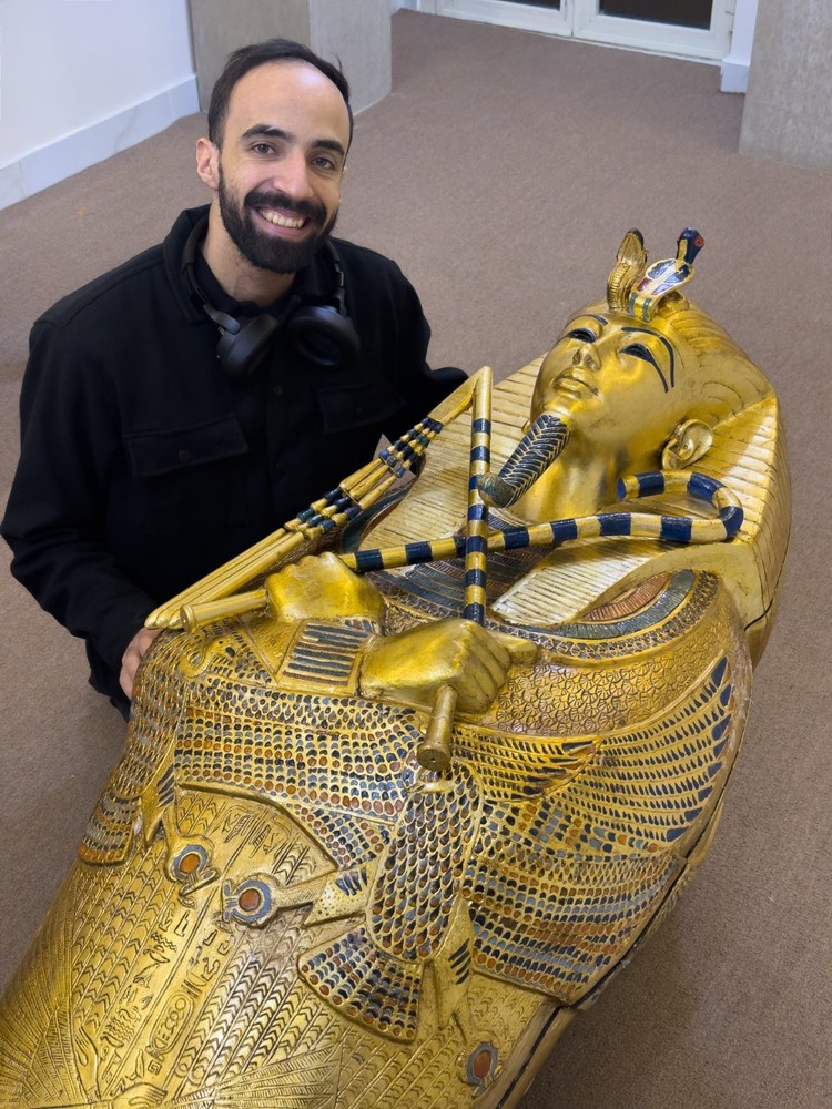 One of A Kind Pharaonic King Tutankhamun Life Size Coffin , Late Period BC Art