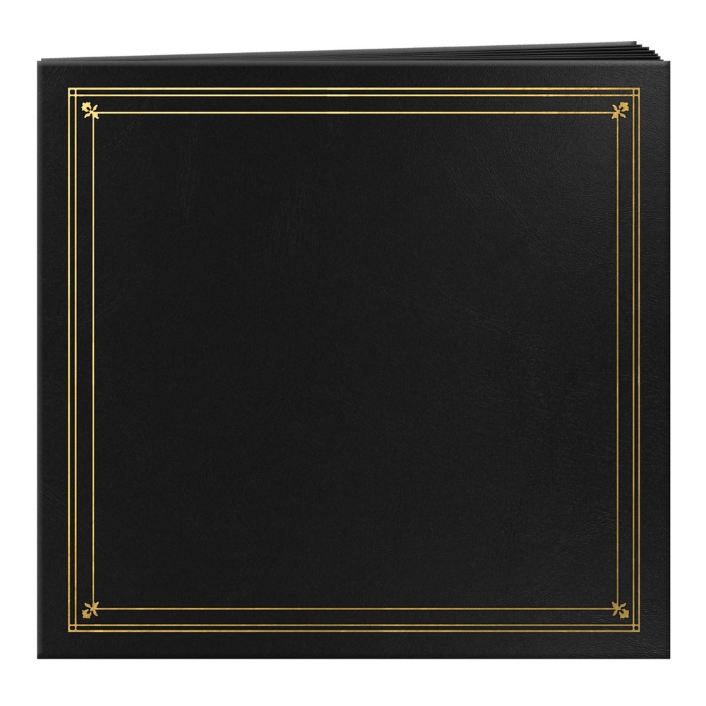 BSP-46 BK 204-Pocket Post Bound Leatherette 4x6 Photo Album Black