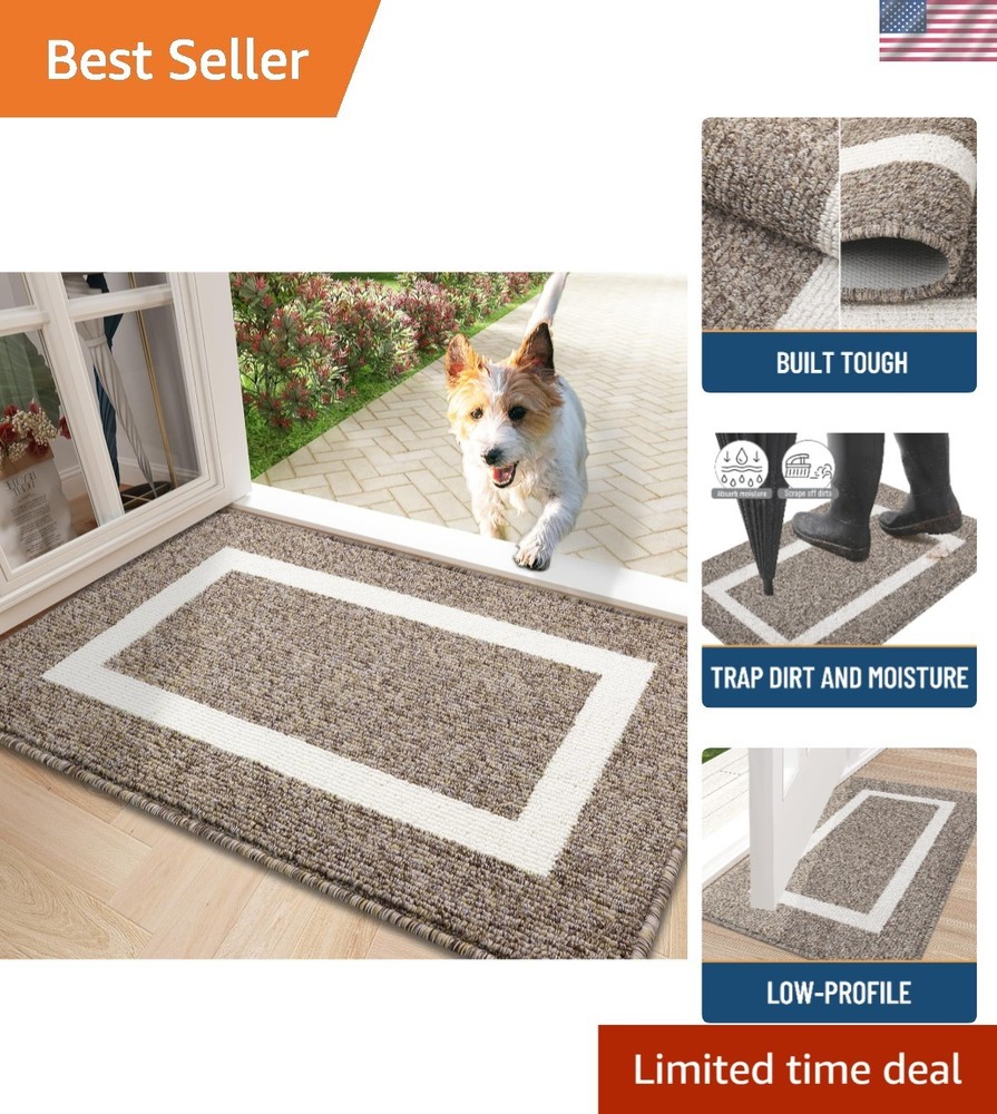 32x20 Brown Indoor Doormat - Non-Slip Washable Moisture Resistant