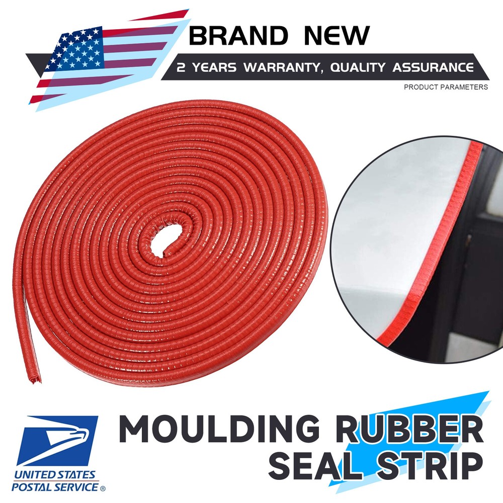 20ft Universal U-Shape Rubber Car Door Edge Weather Strip Mould Trim Red