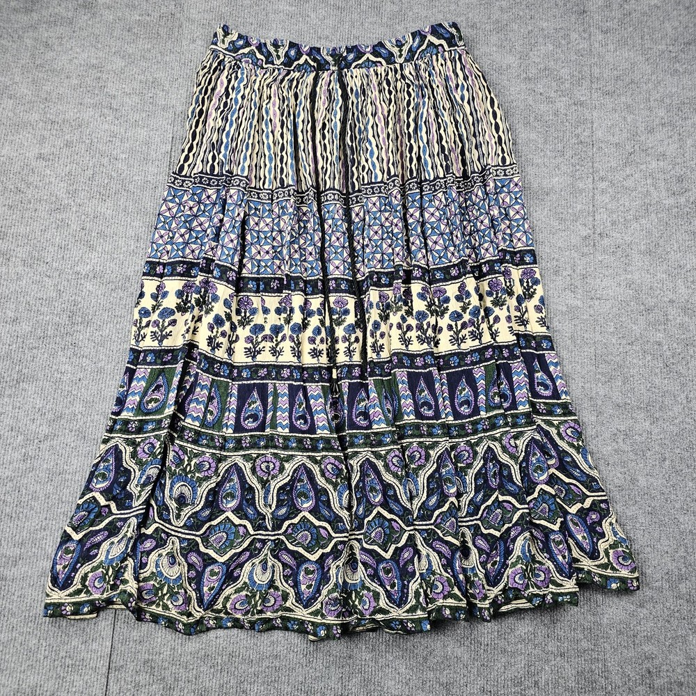 Vintage Sag Harbor Skirt Womens Petite Large Boho Floral Paisley Maxi Cottage
