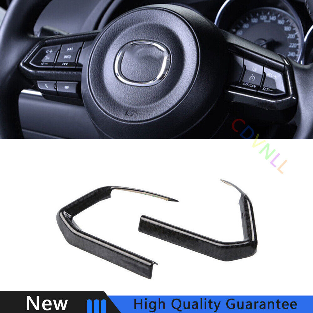 For Mazda 3 Axela 2017-2019 Carbon Fiber Car Steering Wheel Switch Cover Trim 2*