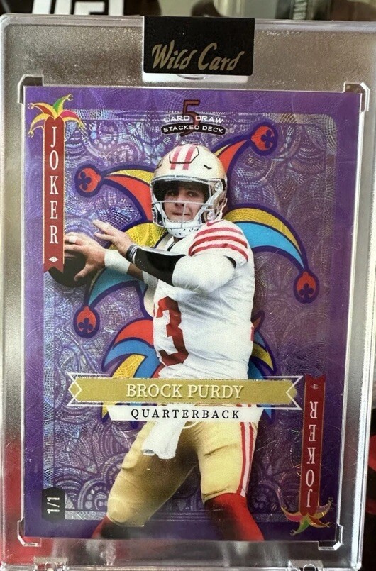 1/1 Brock Purdy Joker Purple Wild Card 5 Card Draw HOLO LUX