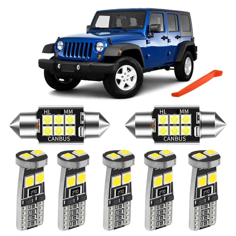 7 Piece CANBUS LED Interior Light Kit Replacement for 2007-2018 Jeep Wrangler