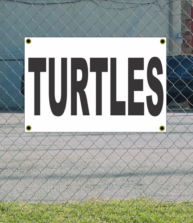 2x3 Black & White Turtles Banner Sign – New Discounted Size & Price with Free Shipping Included
