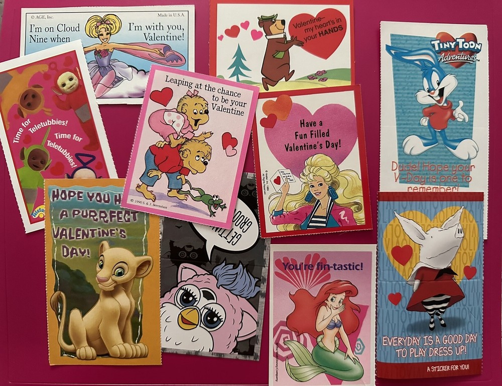 Valentines day card lot of 10 -90's vintage retro UNused -EXCELLENT Condition