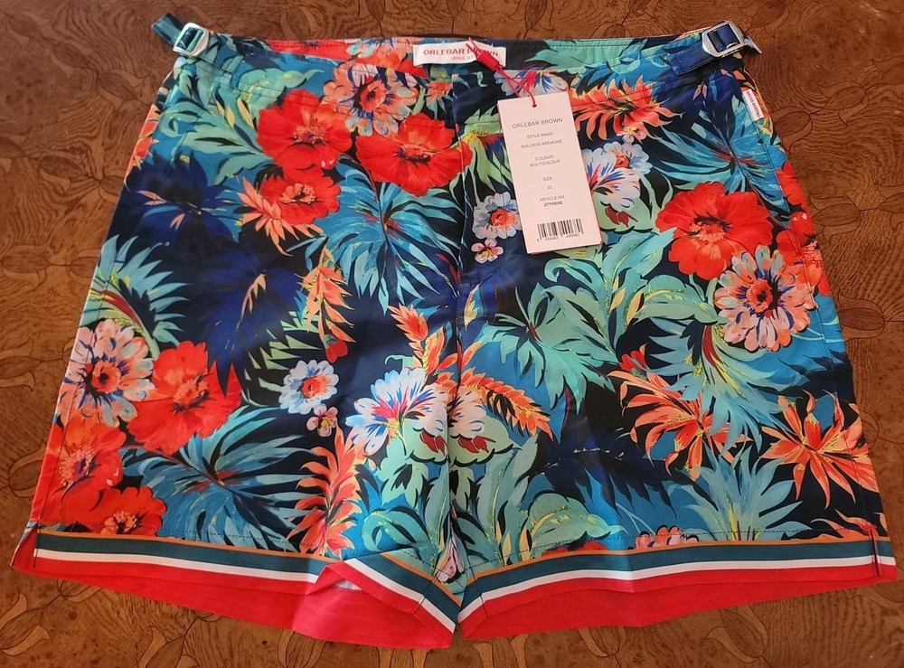 Orlebar Brown Bulldog Anemone Botanical Men's Swim Shorts Trunk 32 Floral NEW 🌊