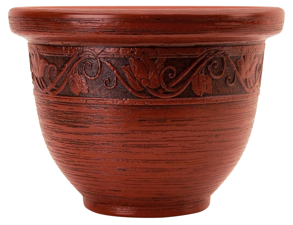 14 Inch Decorative Round Planter - Lightweight Premium Resin Plant Pot with a...