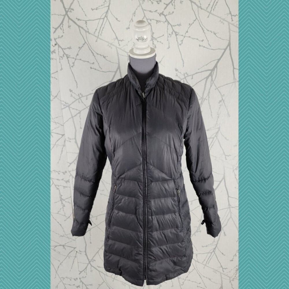 Gotcha Glacier Gray Womens Full Zip Midi Puffer Jacket with Down Fill