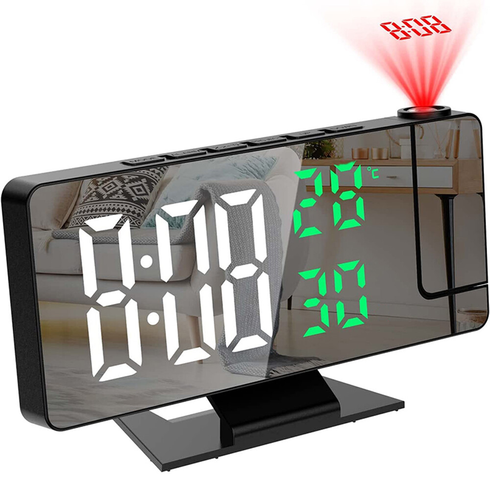 LED Projection Alarm Clock with Temperature Display and Snooze
