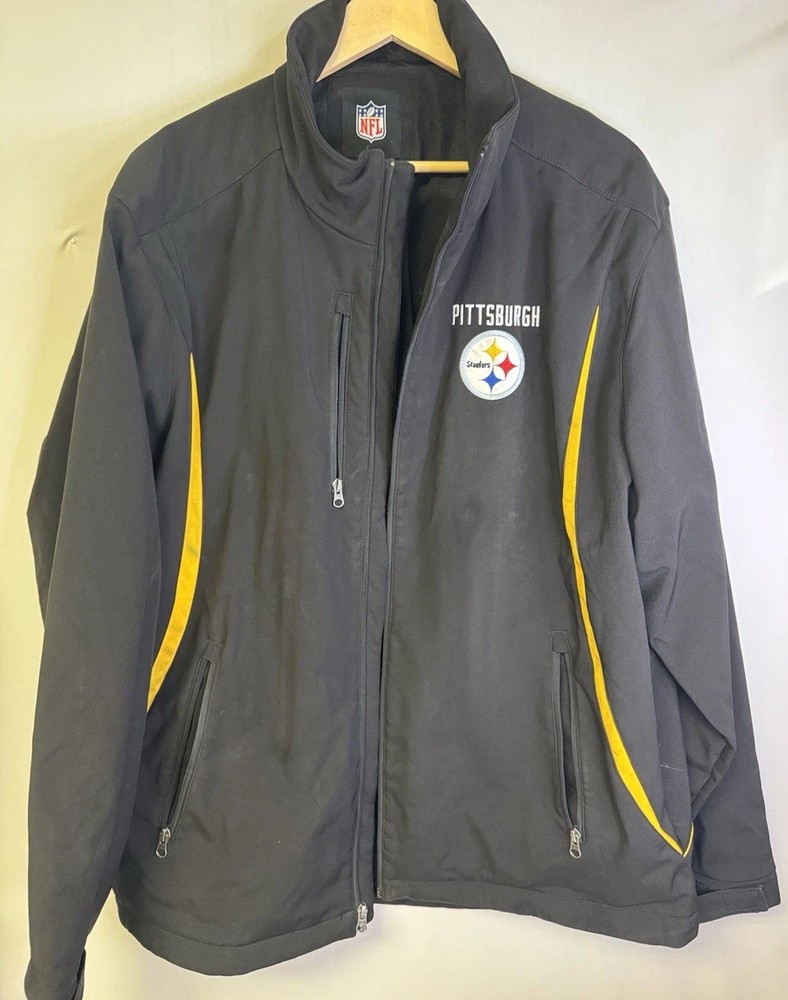 Pittsburgh Steelers Men’s 2XL Black Yellow Full Zip Jacket NFL Team Apparel