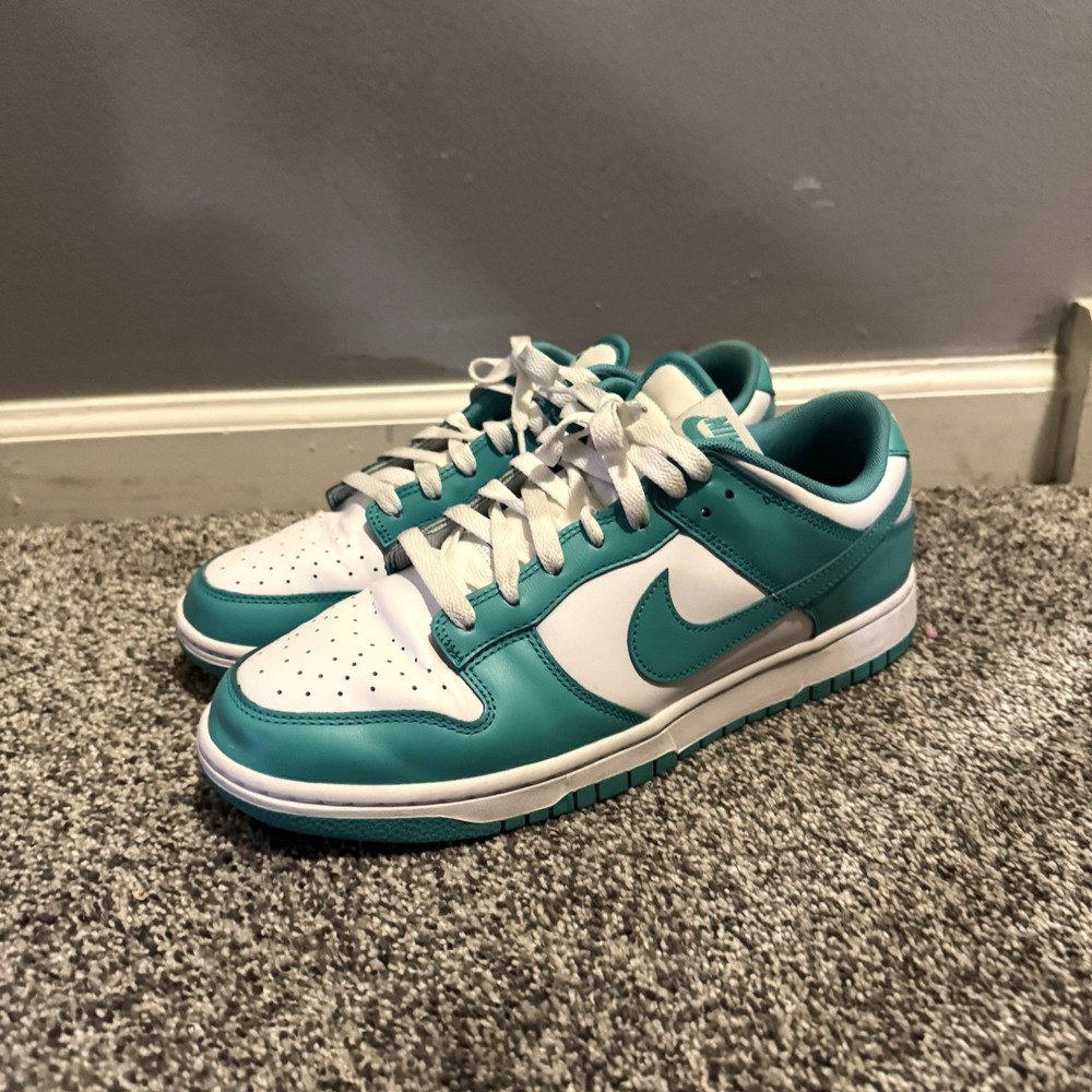 Nike Dunk Low Men's Size 9 Retro Sneakers White/Clear Jade, DV0833 101