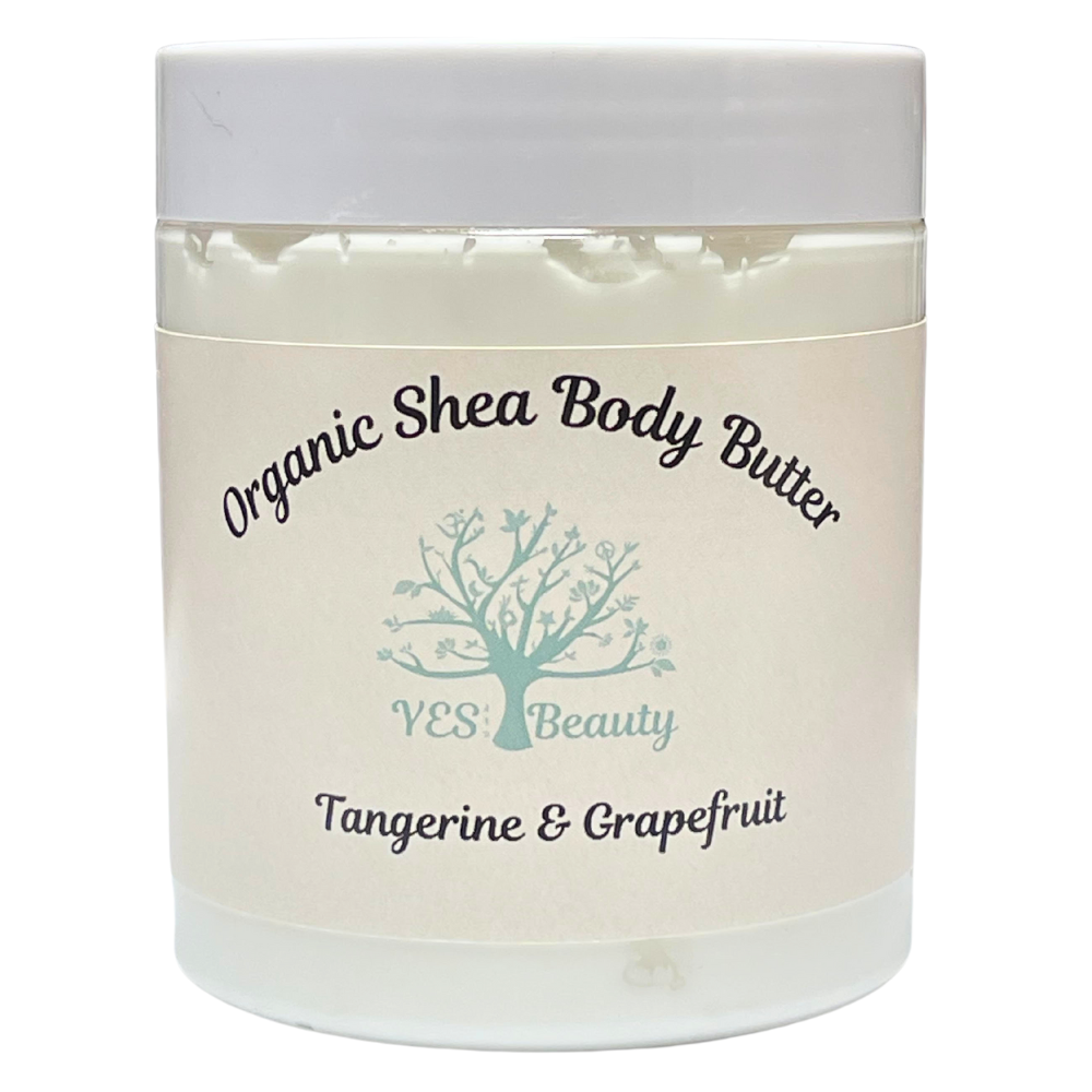 Body Butter Organic Shea Handmade - Tangerine & Grapefruit - Rich & Creamy 8 oz