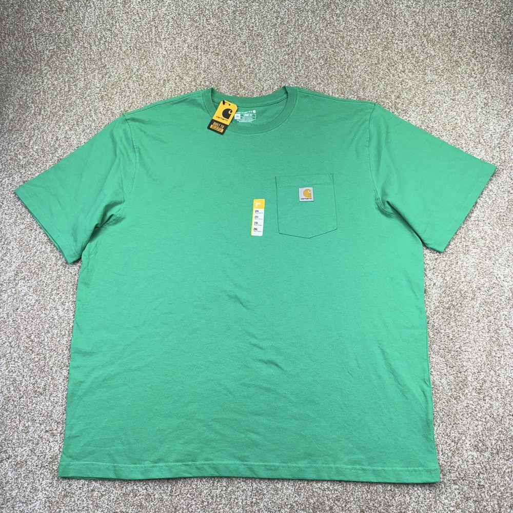 NEW Carhartt K87 Heavyweight T Shirt Mens Loose Fit 2XL XXL Green Short Sleeve
