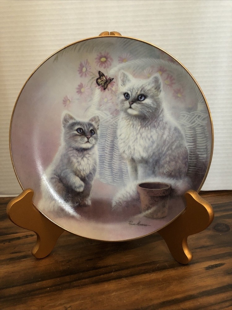 Danbury Mint Vintage 90’s ‘Butterfly Watchers’ Cat Plate Limited Edition Kitsch