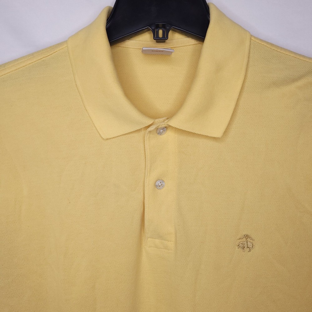 Brooks Brothers Polo Shirt Mens Large Yellow Gold Sheep Performance