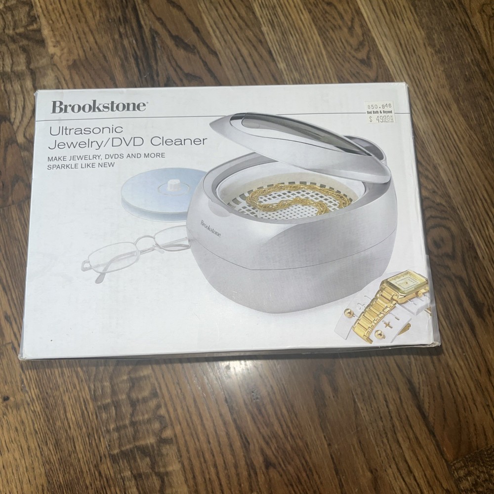 NOS Brookstone Ultrasonic Cleaner for Jewelry DVDs More Open Box