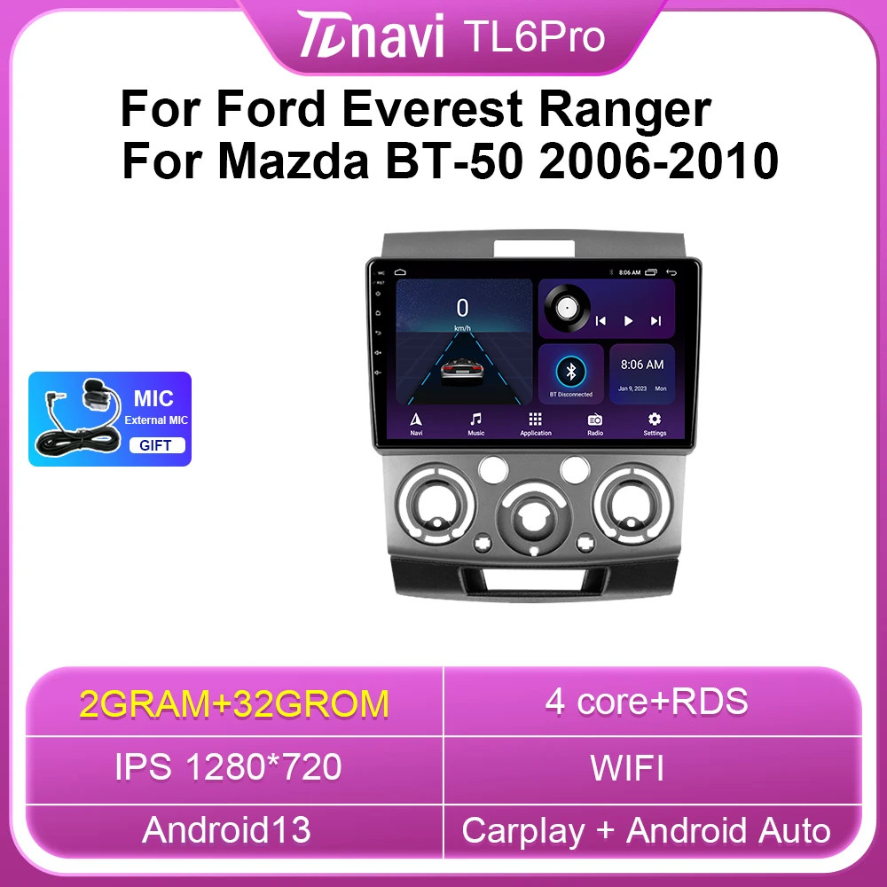 For Ford Everest Ranger Mazda BT50 2006-2010 CarPlay Car Stereo Radio GPS Screen