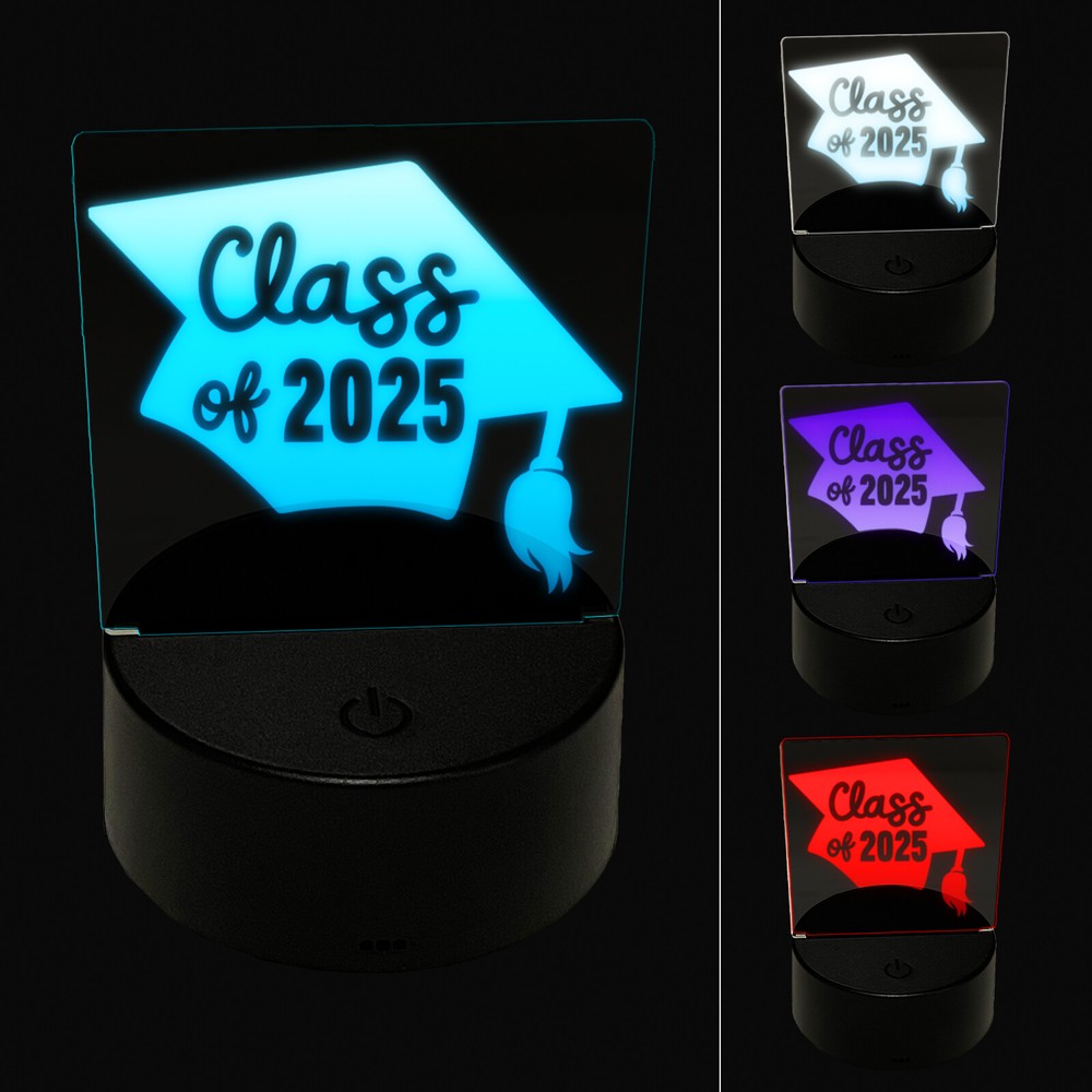 3D Illusion LED Graduation Cap Night Light for Class of 2025