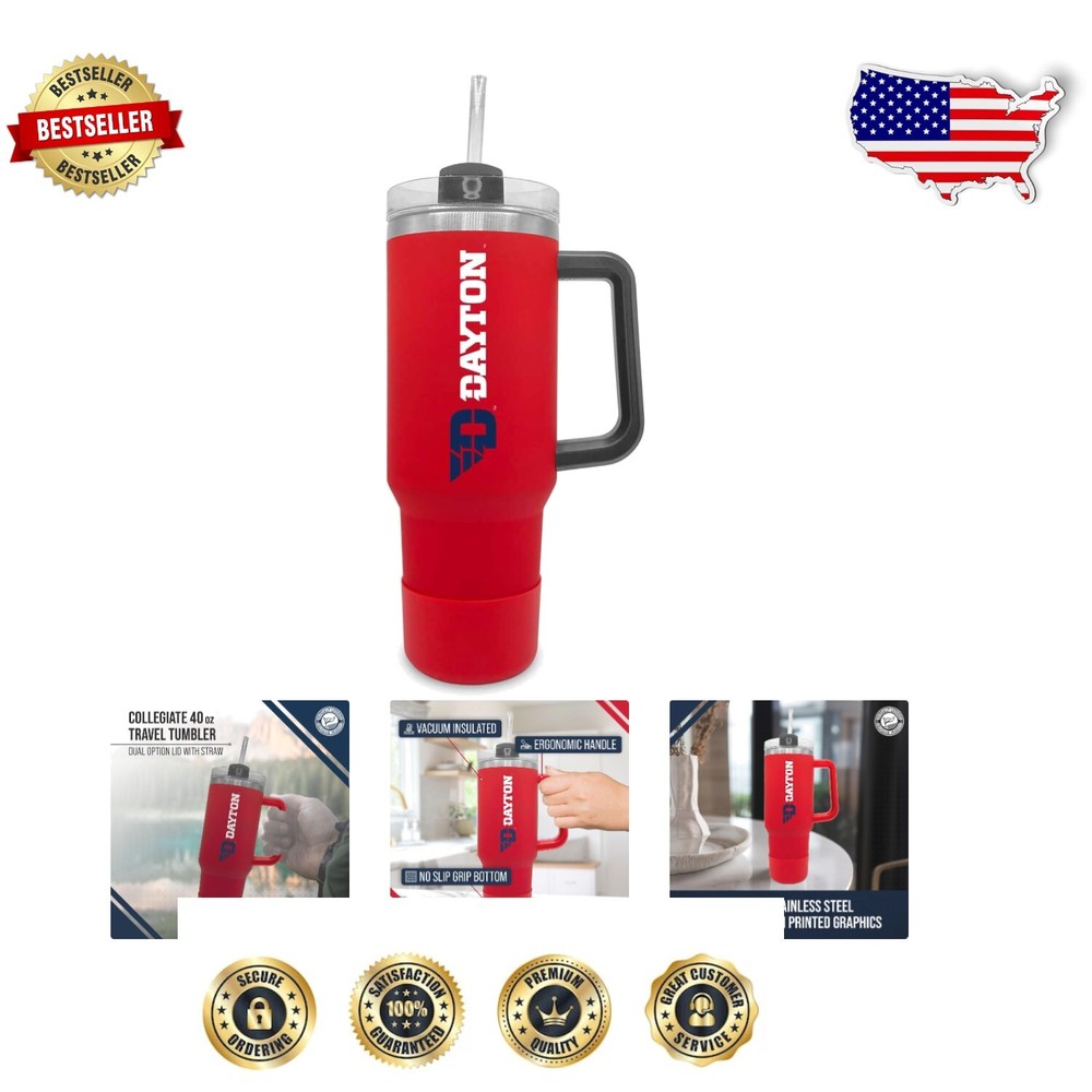 Vacuum Insulated 40 oz Stainless Steel Tumbler - Ideal for Dayton Flyers Fans