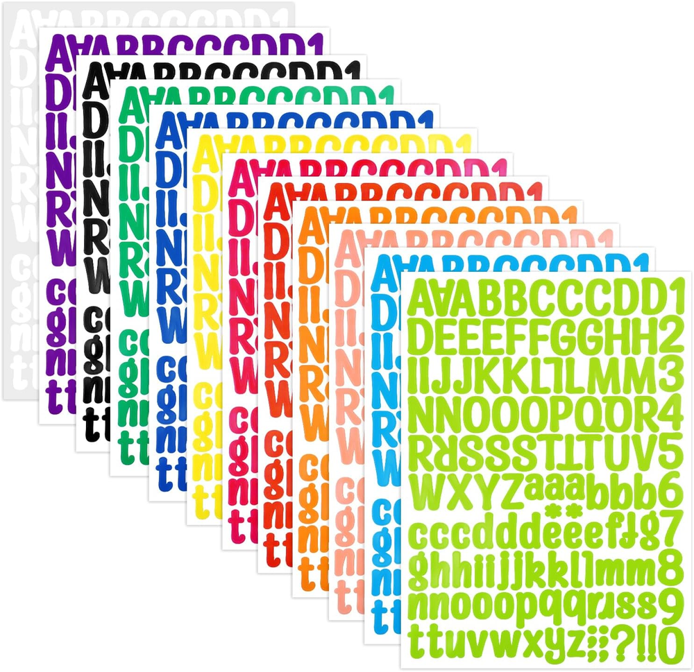 1512 Letter Stickers, 12 Sheets Alphabet Stickers Vinyl Letter Stickers for Sign