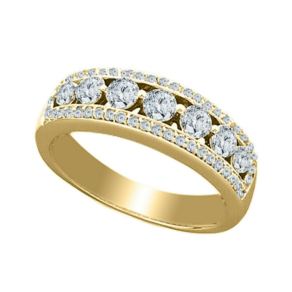 1Ct Lab-Created Moissanite Men's Band in 10K Yellow Gold Plated Silver for Mother's Day Gift-image