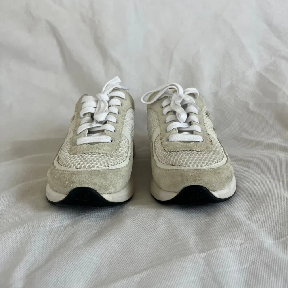 Chanel Tricolor Suede CC Lace Up Low Top Sneaker Shoes
