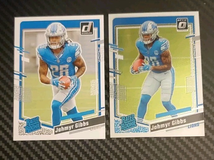 2023 Panini Donruss & Optic Jahmyr Gibbs Rated Rookie (2 Card Lot)