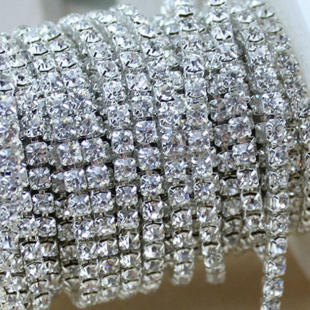 11 Yards Chain Rhinestones Silver Crystal Jewelry Accessories for Women Bridal