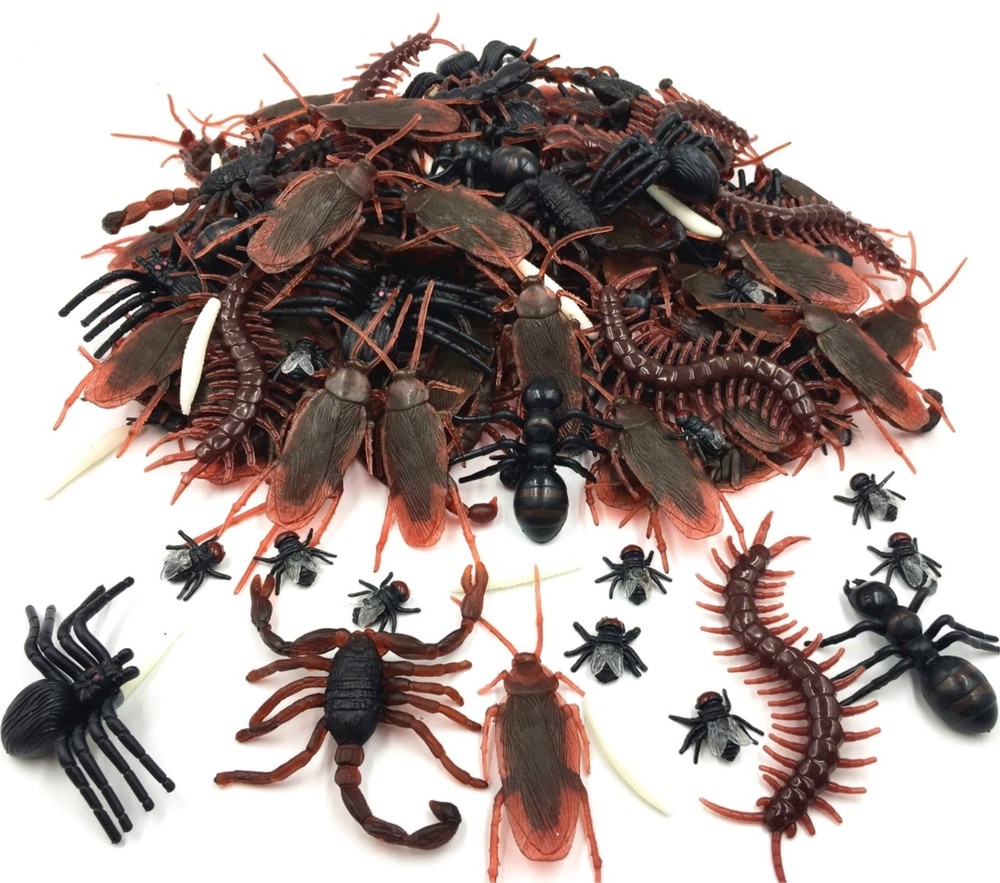 150pcs Realistic Fake Bug Trick Toys - Insects Halloween Prank Toy Bugs Cockr...