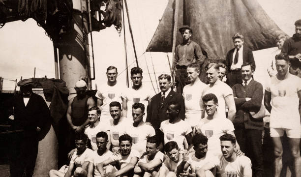 1920 USA Olympic Team aboard the Princess Matoika vintage photo-image